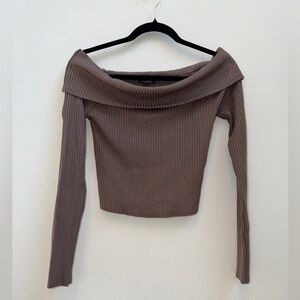 Ribbed Off-Shoulder Long Sleeve Top | NWT | Size S